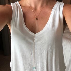 Two stone drop long necklace